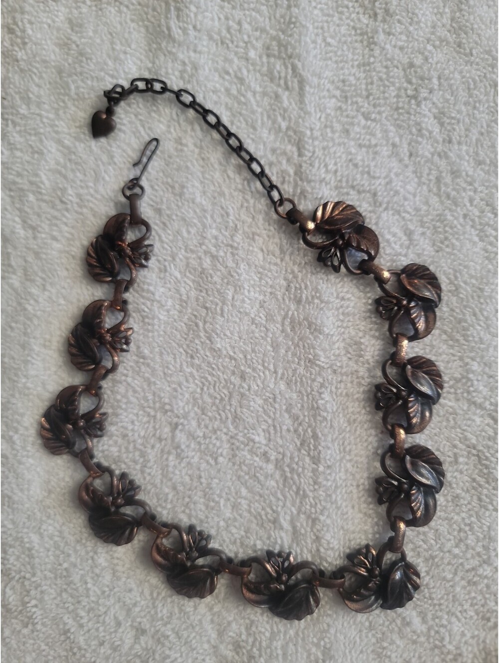 Vintage Set Of Copper Necklace & Bracelet Leaf Design Art Nouveau Arts & Crafts